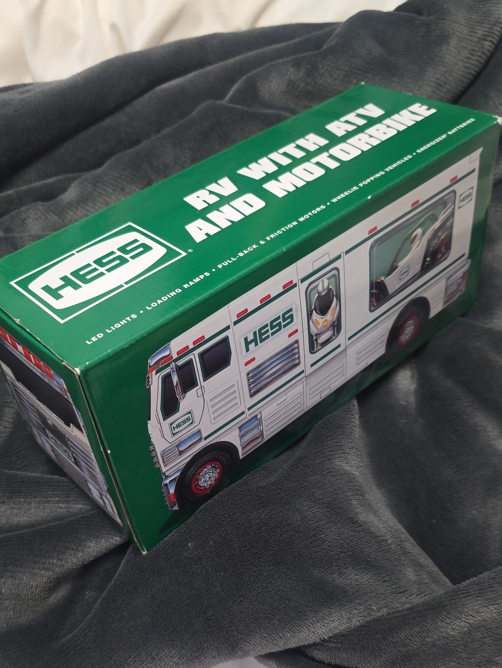 2018 Hess RV with ATV and Motorbike Toy In Box - Green & White
